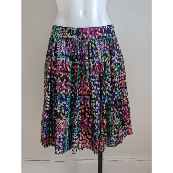 Kate Spade Size 4 Make Magic Metallic Pleated A-Line Skirt Multi Dot Silk Blend - Picture 2 of 14